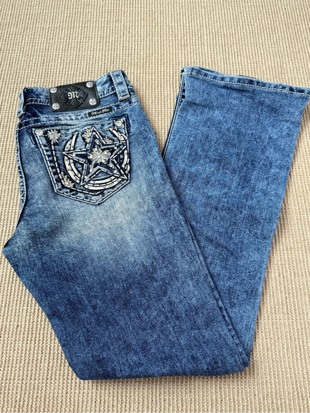 Miss Me Women's Blue Embroidered Star Pocket Jeans